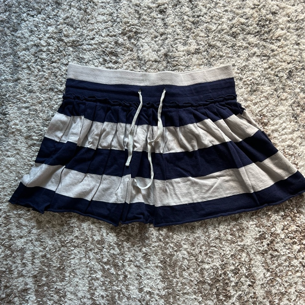 White and Navy Striped Mini Skirt